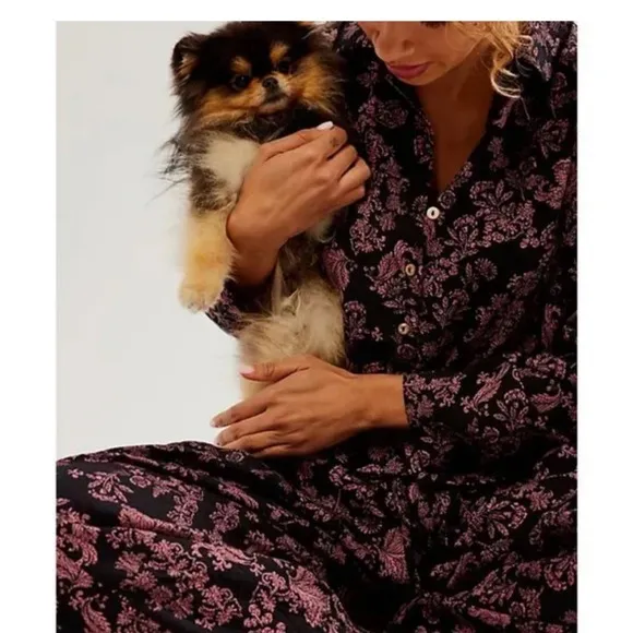 🆕 FREE PEOPLE Steady Love PJ Set / Black Combo - M