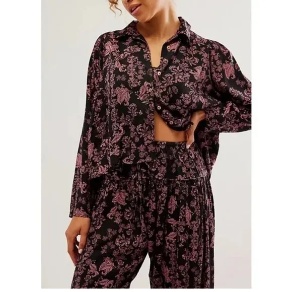 🆕 FREE PEOPLE Steady Love PJ Set / Black Combo - M