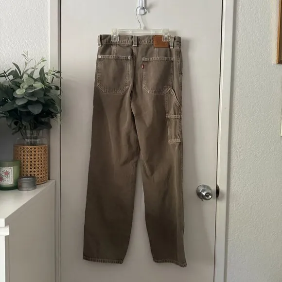 🦋 LEVI'S Brown Dad Utility Jeans Pants 25 Loose Straight Fit High Rise Y2k