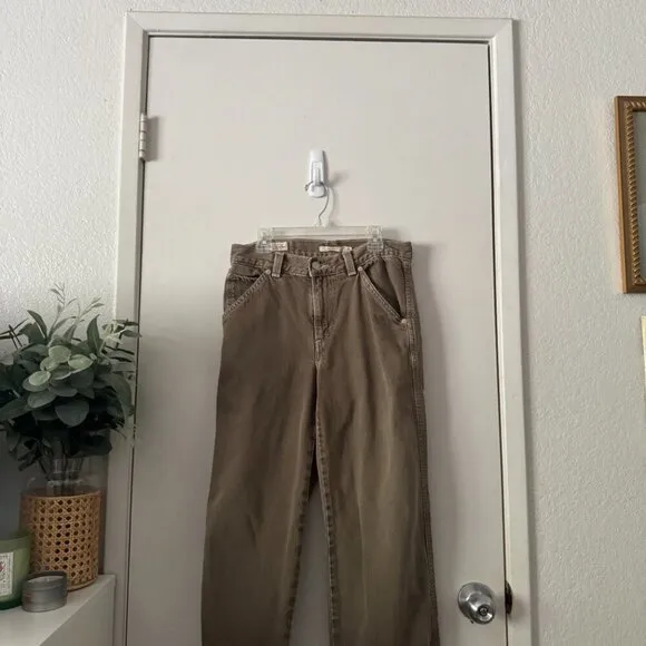 🦋 LEVI'S Brown Dad Utility Jeans Pants 25 Loose Straight Fit High Rise Y2k