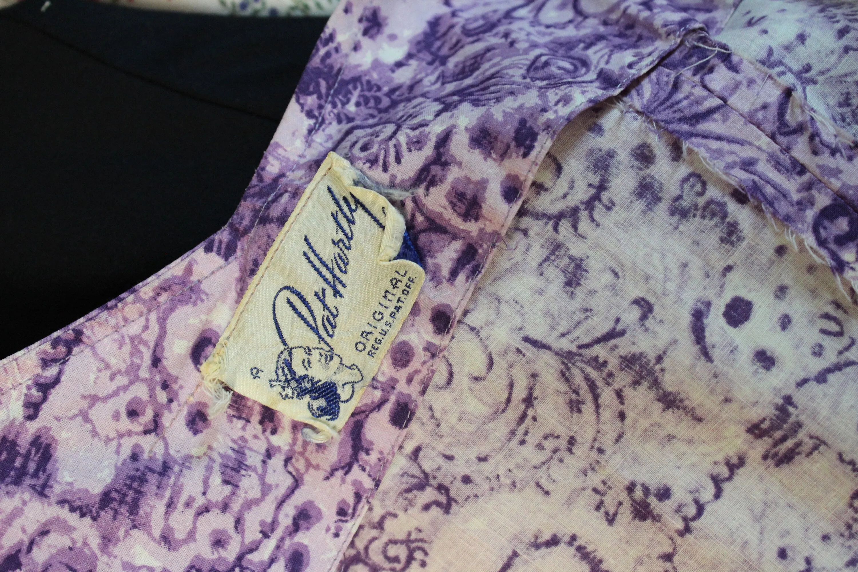 1950s 1955 documented PAT HARTLEY COTTON purple dress xs | new spring
