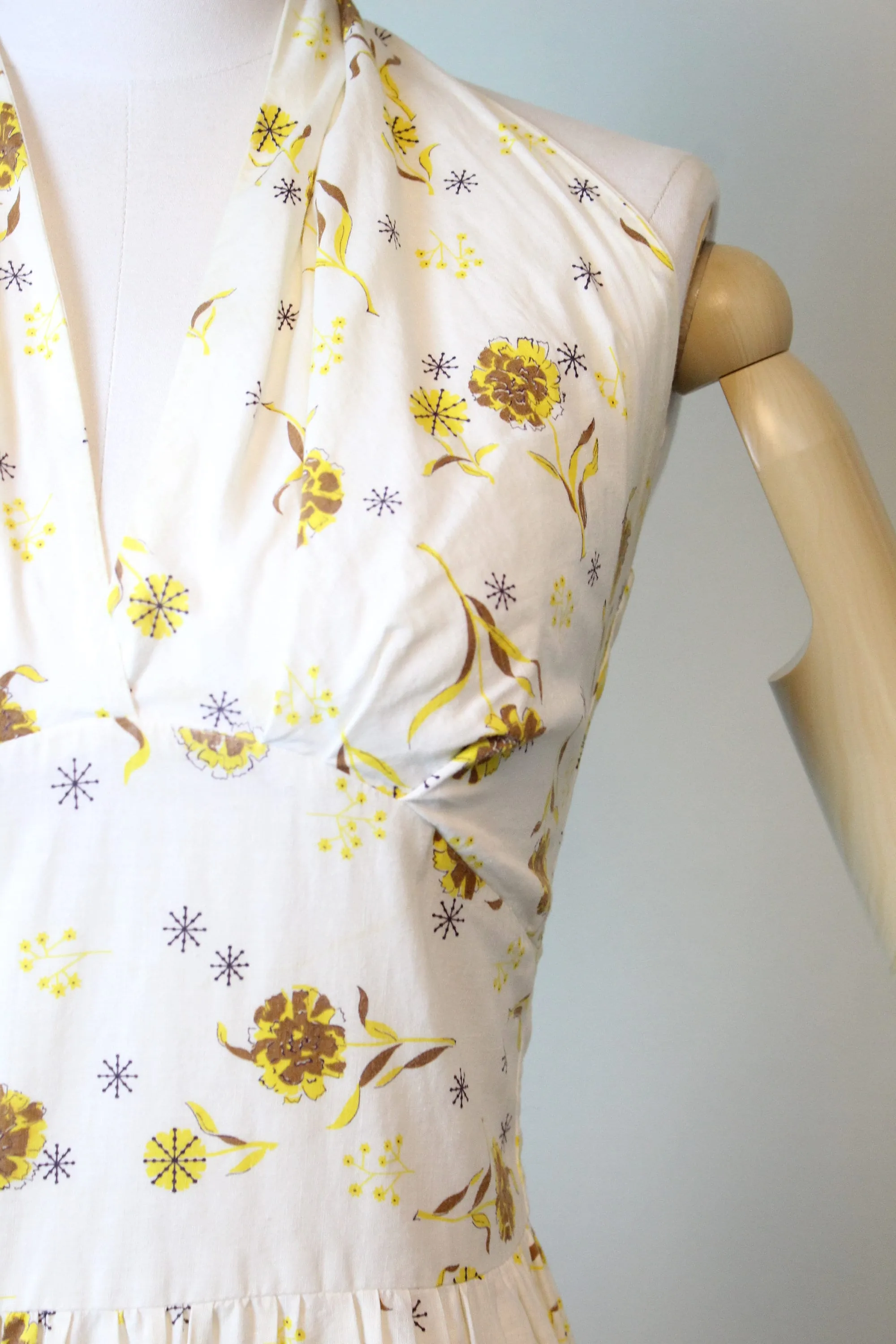 1950s cotton FLORAL HALTER dress xs  | new spring summer