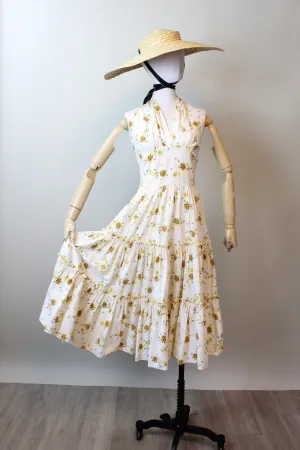 1950s cotton FLORAL HALTER dress xs  | new spring summer