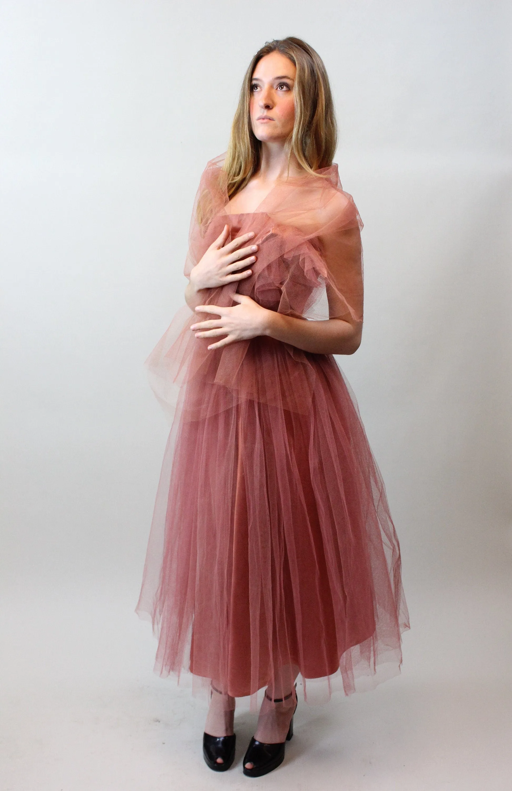 1950s EMMA DOMB coral cupcake tulle dress xxs  | new spring summer