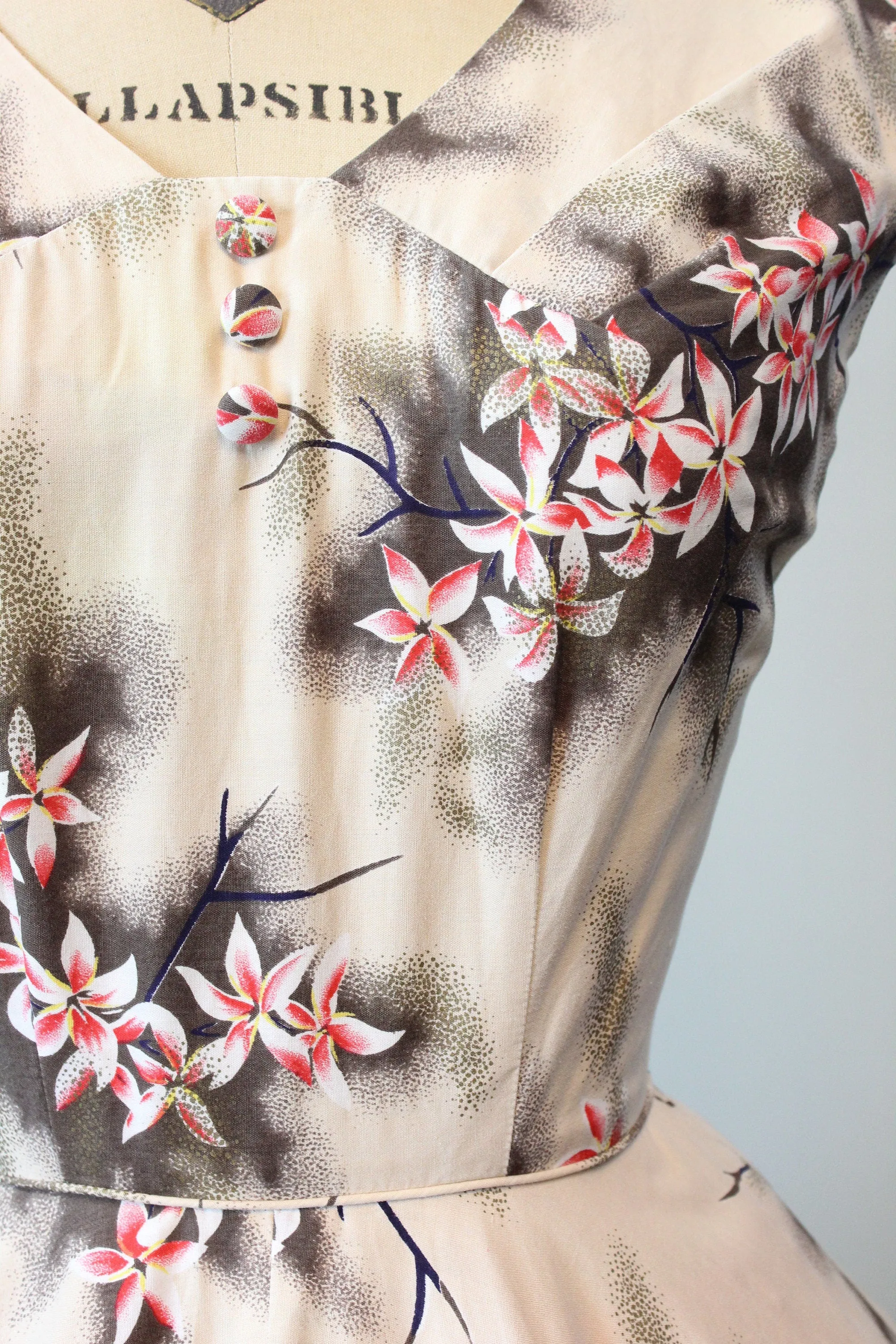1950s PARADISE HAWAII pikake flower cotton dress xs | new spring