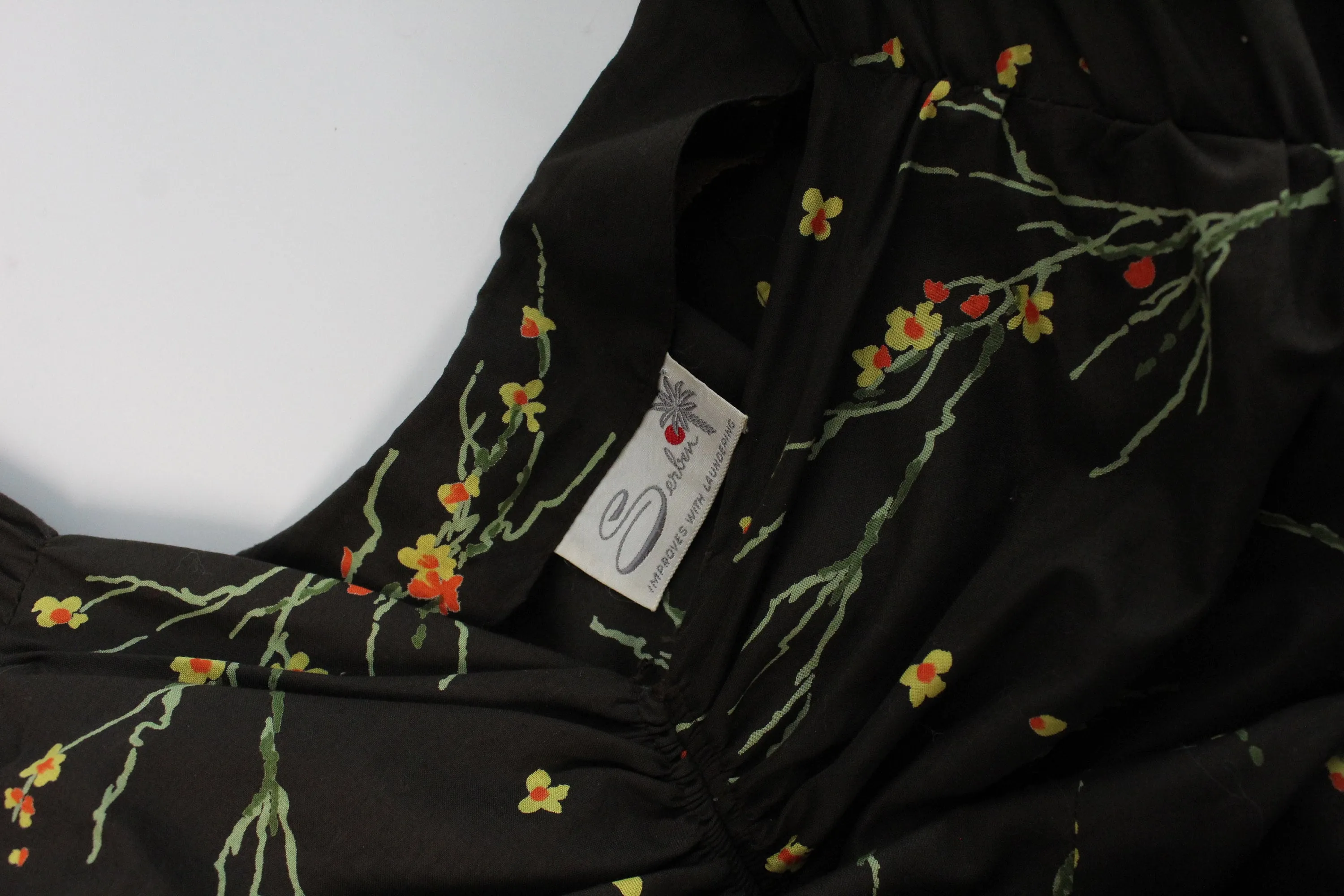 1950s SERBIN CACTUS cotton full skirt dress xxs | new spring summer