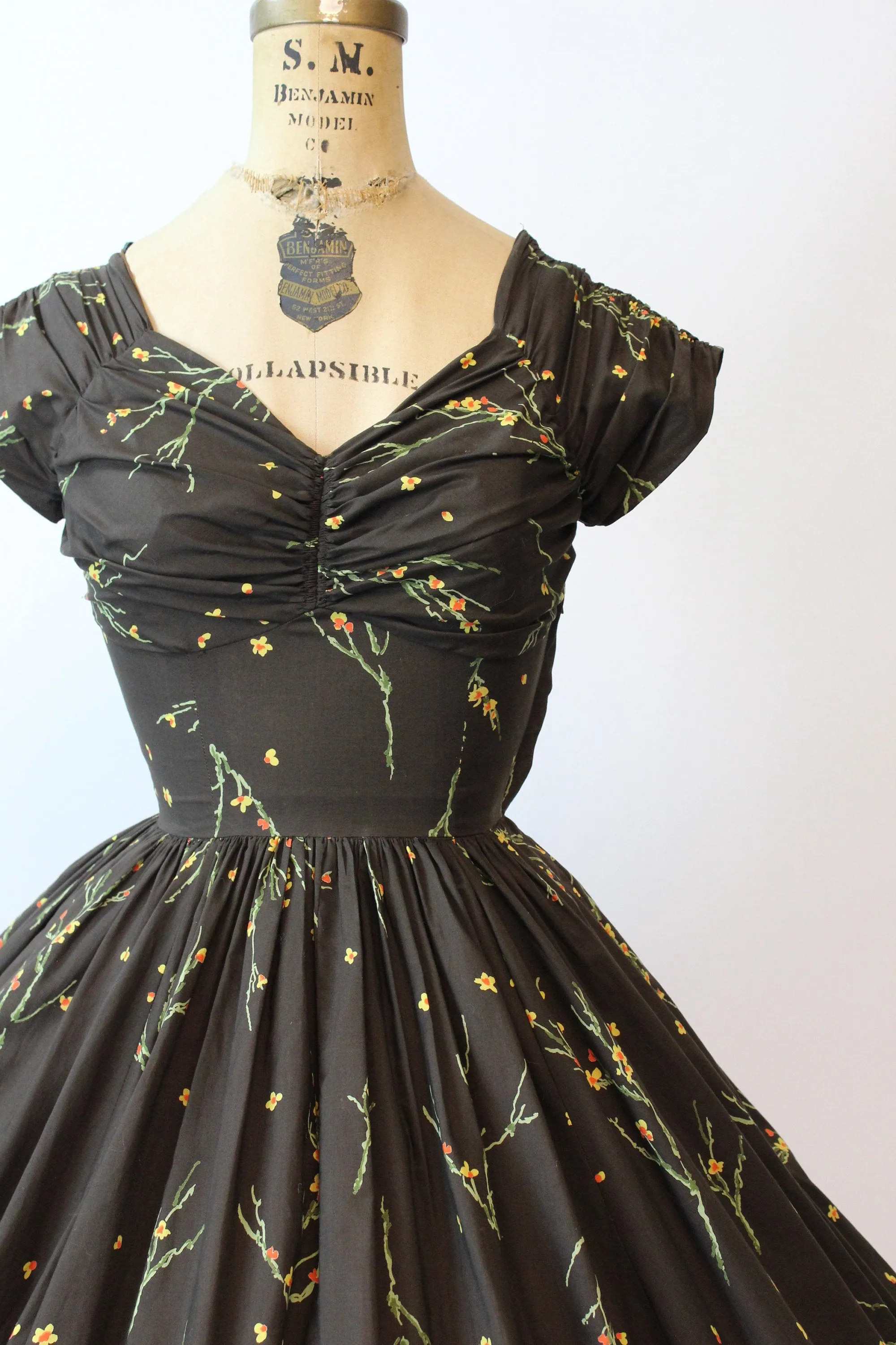 1950s SERBIN CACTUS cotton full skirt dress xxs | new spring summer