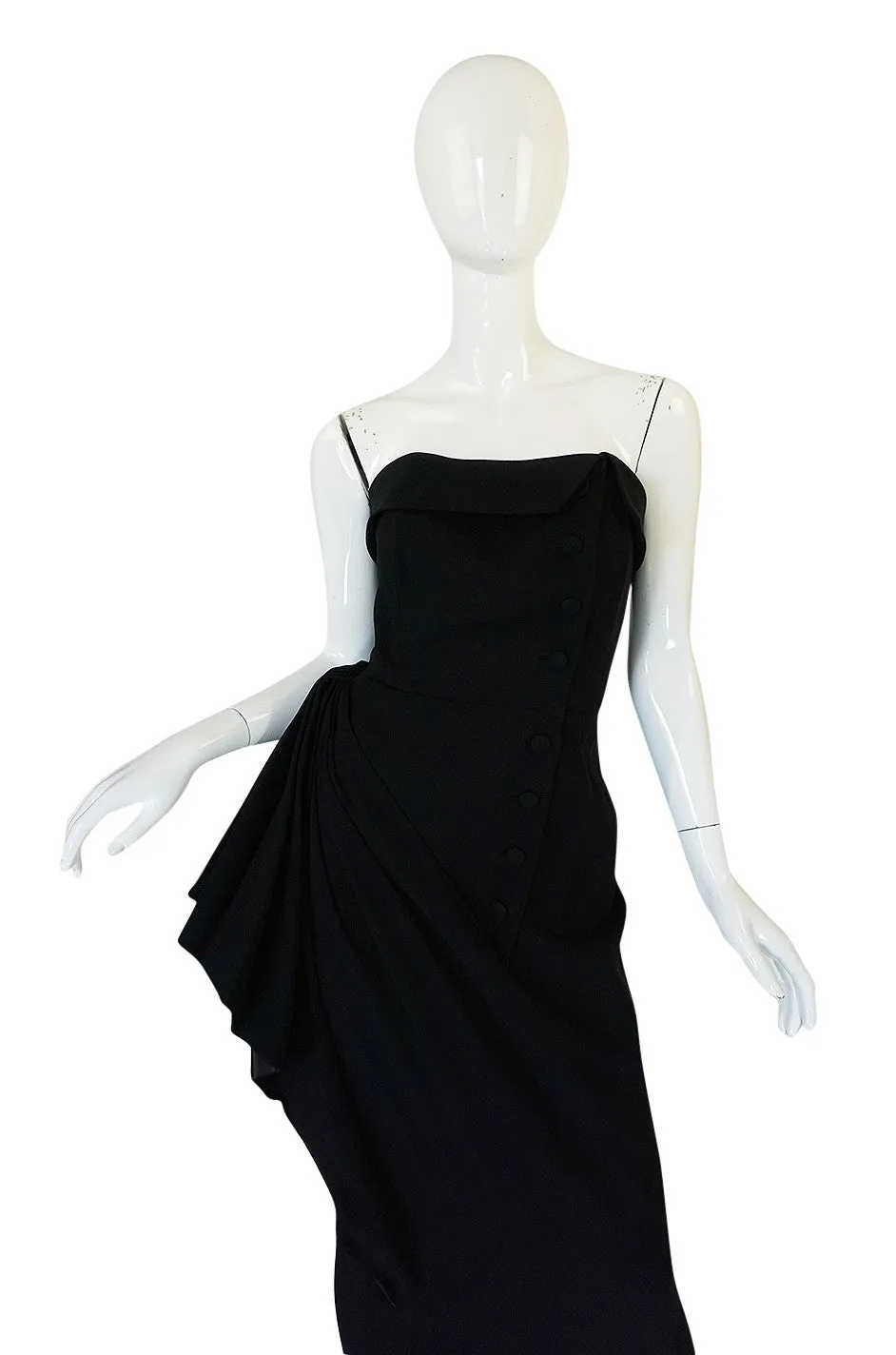 1950s Strapless Demi-Couture Paul Dauuay Fitted Dress