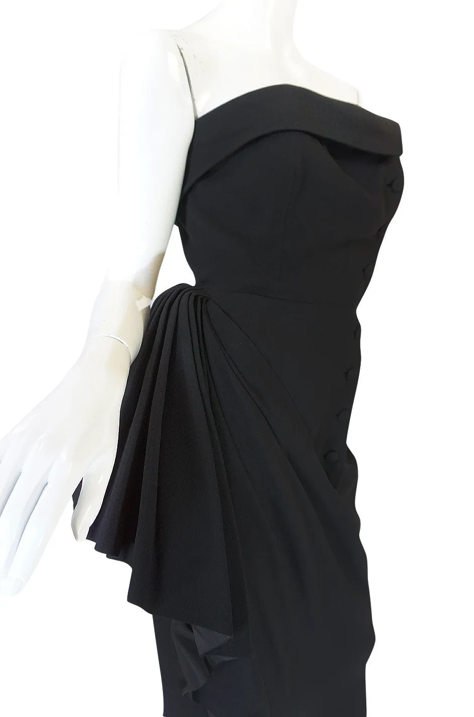 1950s Strapless Demi-Couture Paul Dauuay Fitted Dress