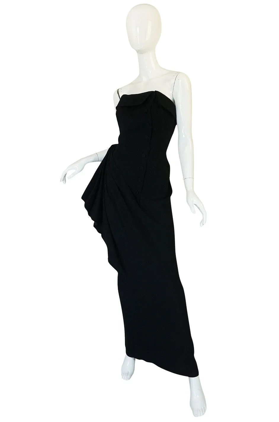 1950s Strapless Demi-Couture Paul Dauuay Fitted Dress