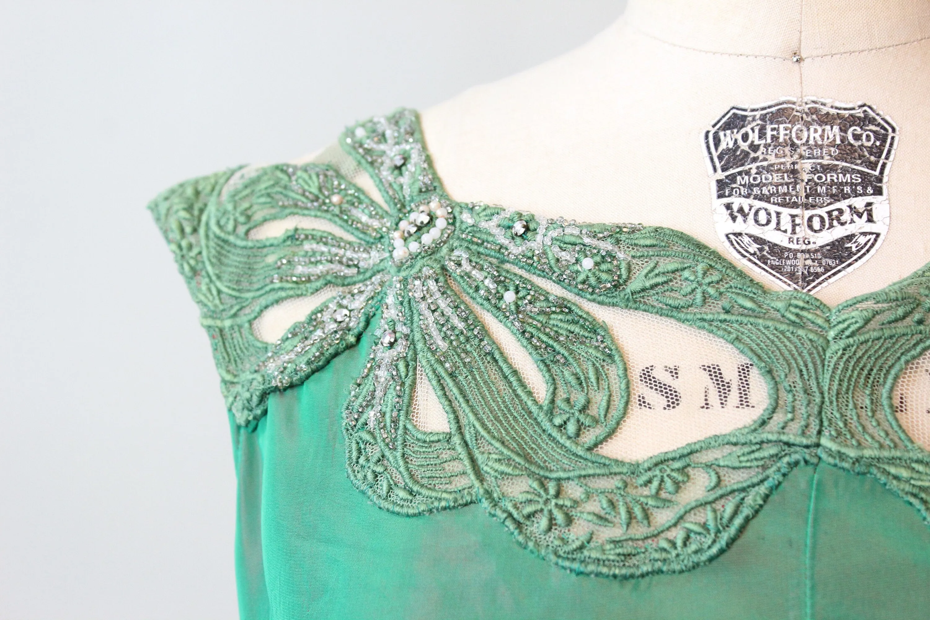 1960s Mr Blackwell Custom green TRAIN dress xs | new fall