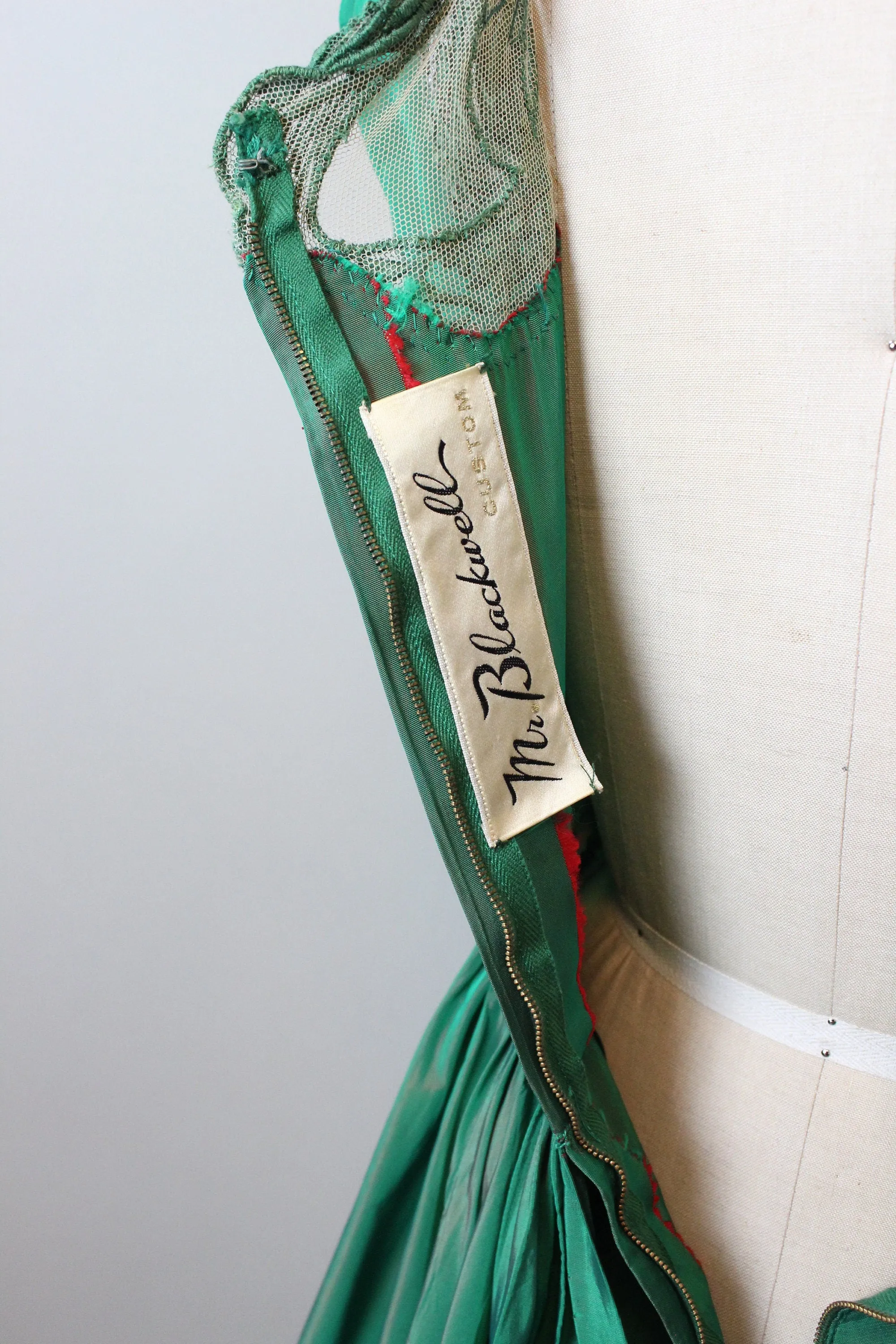 1960s Mr Blackwell Custom green TRAIN dress xs | new fall
