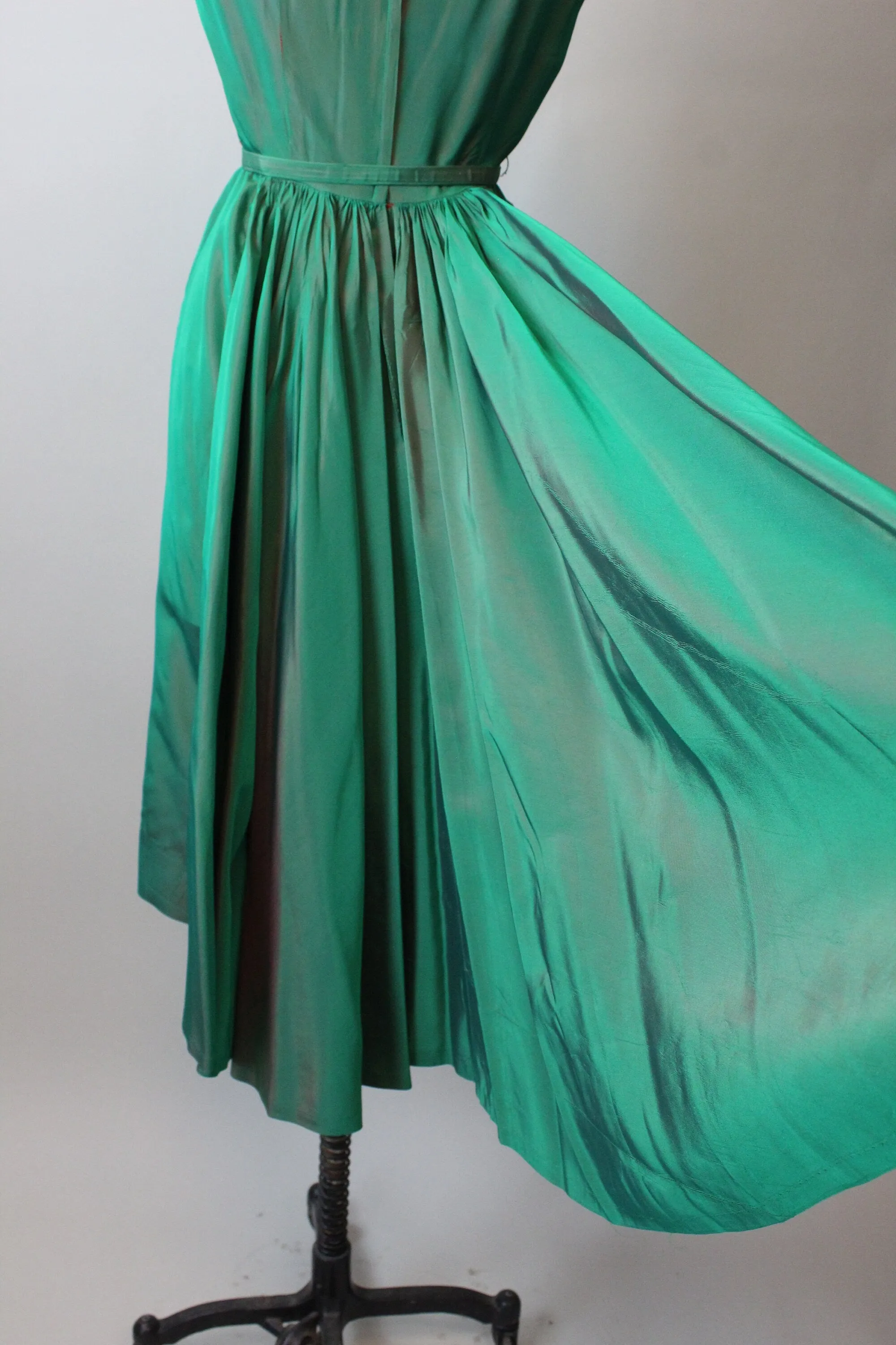 1960s Mr Blackwell Custom green TRAIN dress xs | new fall