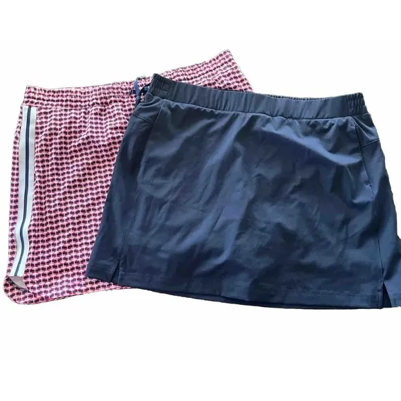 (2) Lady Hagen Skort Womens Size XL Blue Lined Pull On Skirt Golf Shorts Pockets