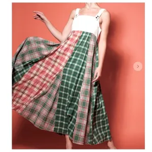 42 Fabulous Denim Multi Fabric Pleated Suspender Dress