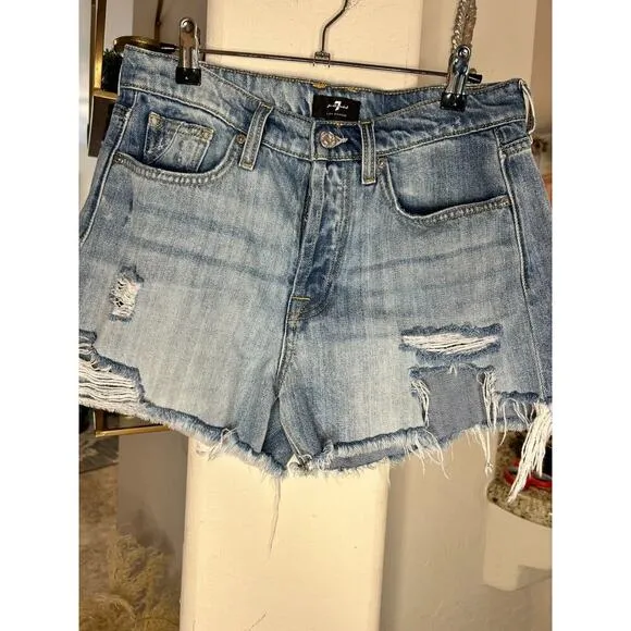 7 for All Mankind Monroe Cut Off Denim Short Size 27 Retail $138 💸BOGO🎉