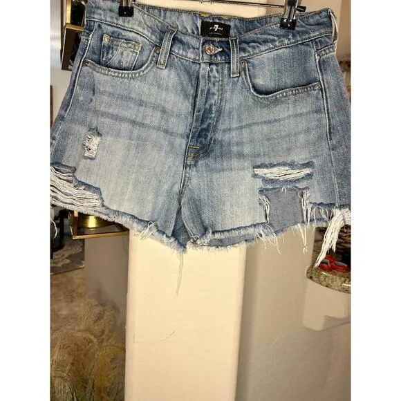 7 for All Mankind Monroe Cut Off Denim Short Size 27 Retail $138 💸BOGO🎉