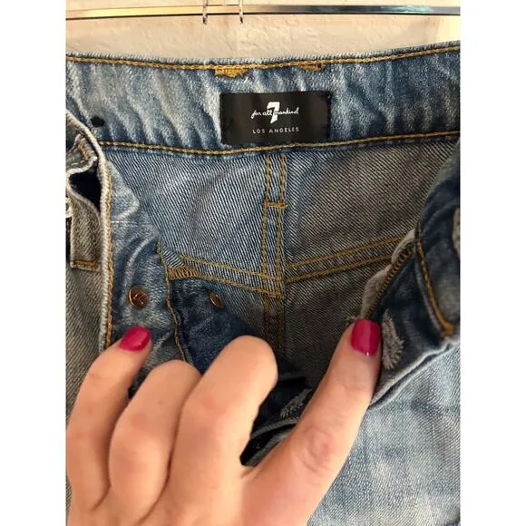 7 for All Mankind Monroe Cut Off Denim Short Size 27 Retail $138 💸BOGO🎉