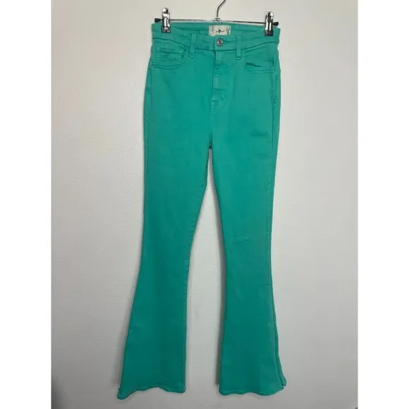 7 For All Mankind Size 26 Ultra High Rise Skinny Boot Jeans Atlantis Green Denim