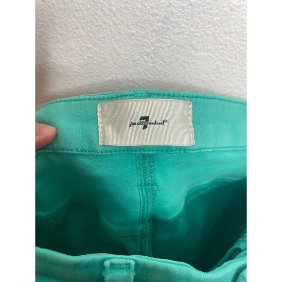 7 For All Mankind Size 26 Ultra High Rise Skinny Boot Jeans Atlantis Green Denim
