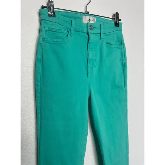 7 For All Mankind Size 26 Ultra High Rise Skinny Boot Jeans Atlantis Green Denim
