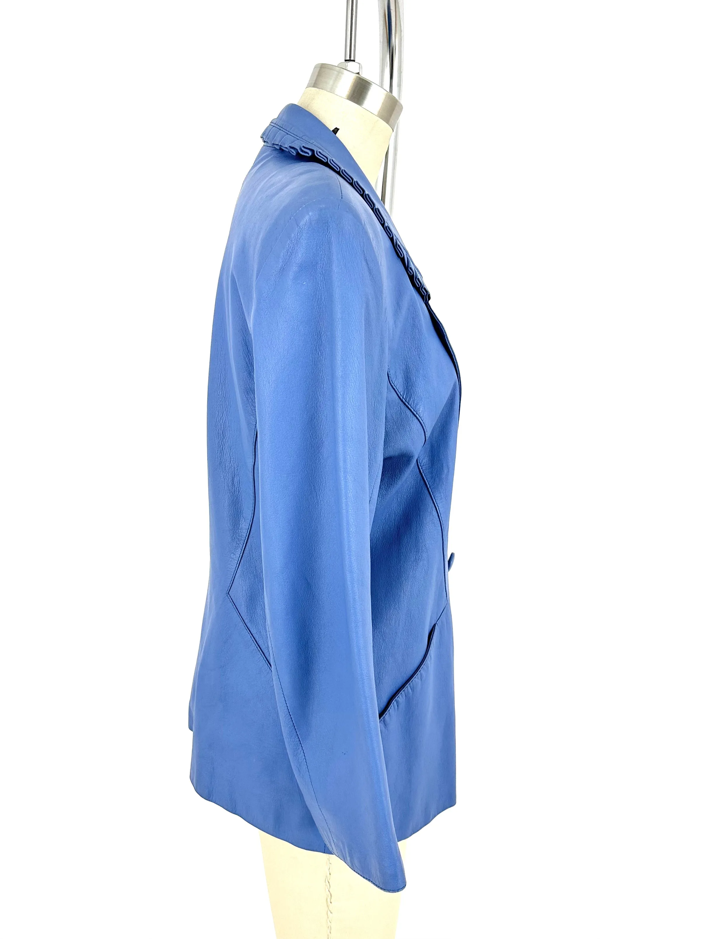 70s Leather Ruffle-Trim Blazer