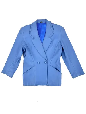 70s Leather Ruffle-Trim Blazer