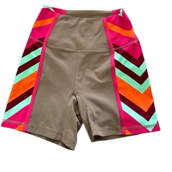 867. FREE PEOPLE Never Better Colorblock Bike Shorts in Moonrock Sz S NWOT  $48