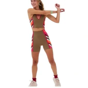 867. FREE PEOPLE Never Better Colorblock Bike Shorts in Moonrock Sz S NWOT  $48