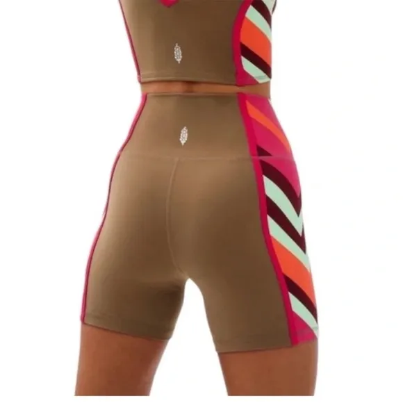 867. FREE PEOPLE Never Better Colorblock Bike Shorts in Moonrock Sz S NWOT  $48