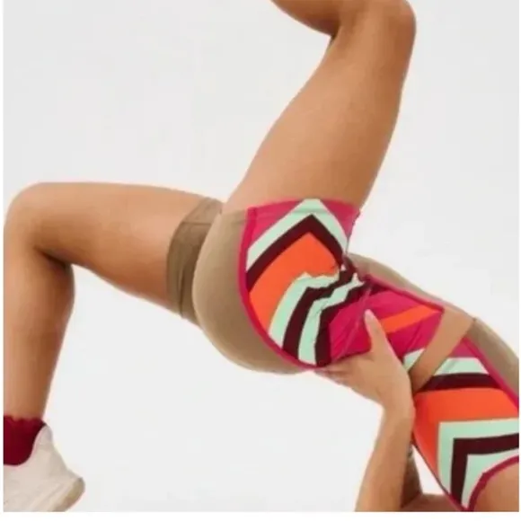 867. FREE PEOPLE Never Better Colorblock Bike Shorts in Moonrock Sz S NWOT  $48
