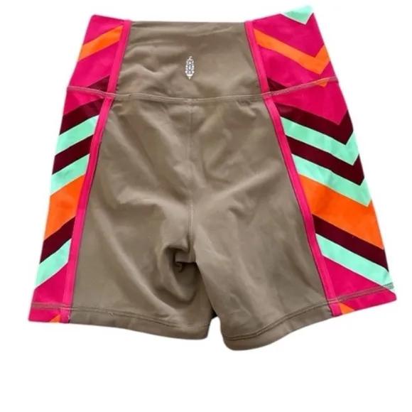 867. FREE PEOPLE Never Better Colorblock Bike Shorts in Moonrock Sz S NWOT  $48