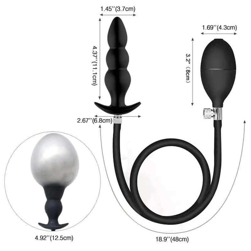 9068M      Inflatable Silicone Beaded Anal Trainer Plug
