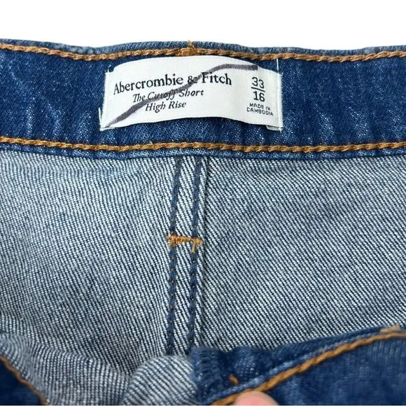 Abercrombie &amp; Fitch Jean Shorts The Cutoff Short High Rise Demin NWT Size 33