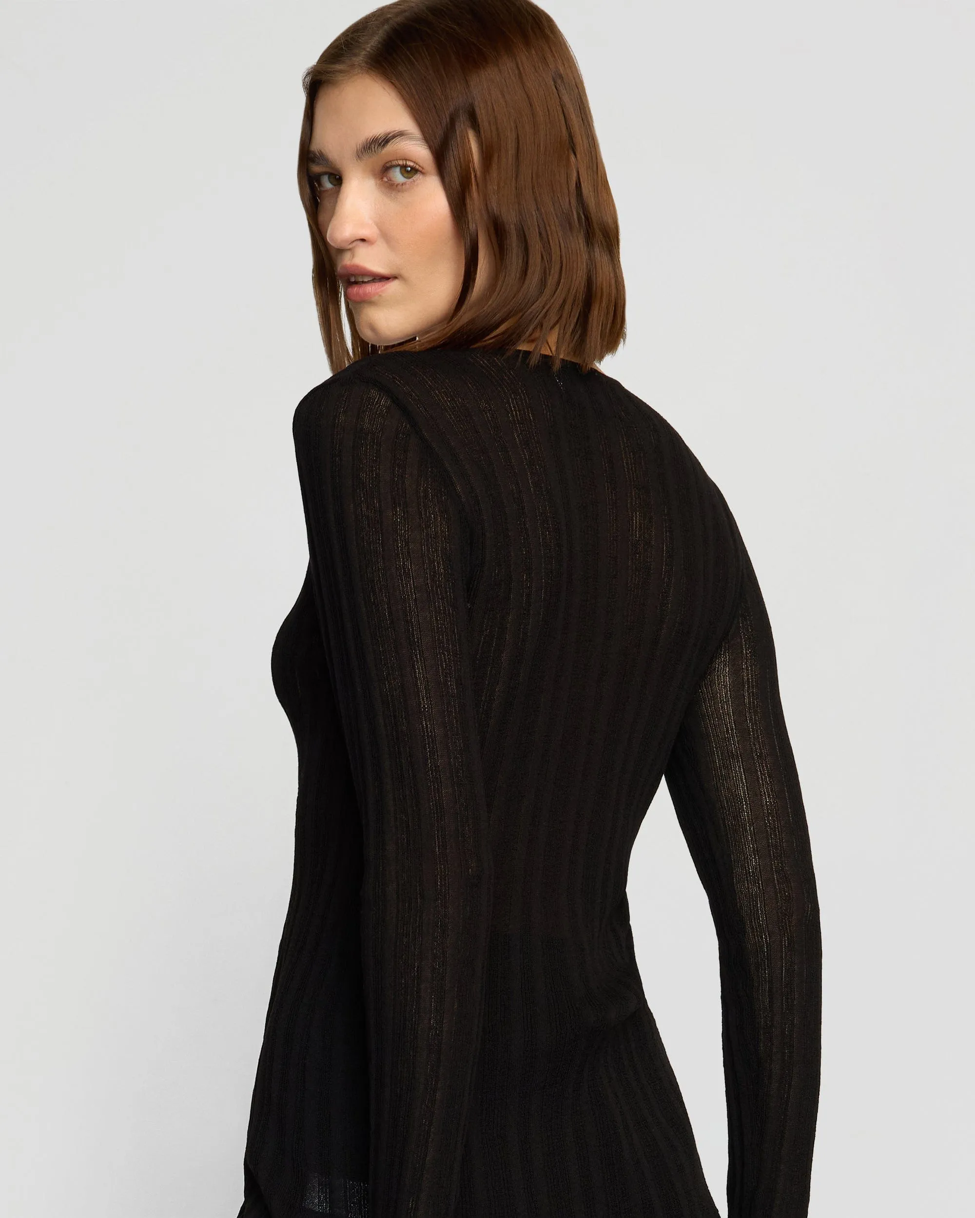 Adina Semi-Sheer Tie-Front Top