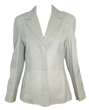 Agnona 2000s  Pistachio Leather Blazer Cut Jacket