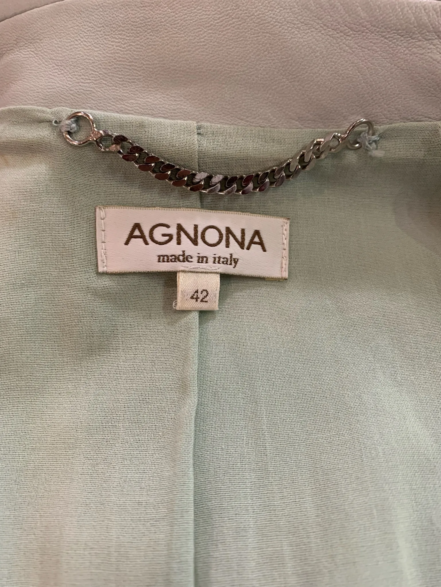 Agnona 2000s  Pistachio Leather Blazer Cut Jacket
