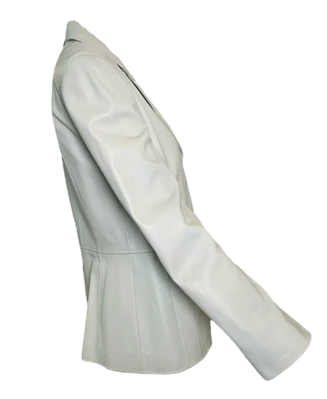 Agnona 2000s  Pistachio Leather Blazer Cut Jacket