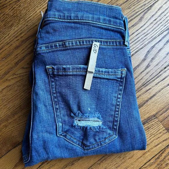 AGolde A Golde Blue Sophie High-Rise Distressed Skinny Jeans Size 24