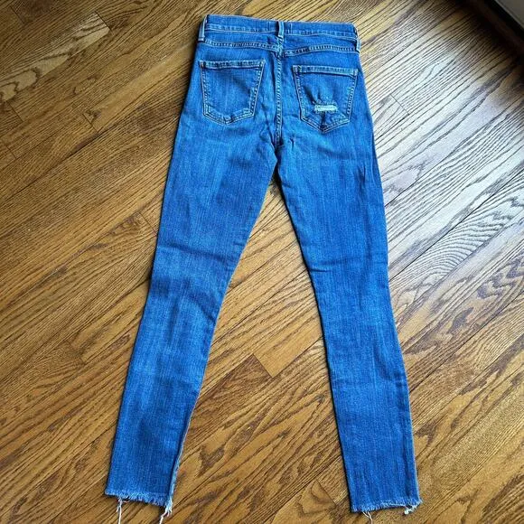 AGolde A Golde Blue Sophie High-Rise Distressed Skinny Jeans Size 24