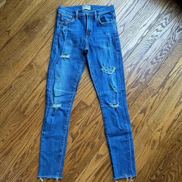 AGolde A Golde Blue Sophie High-Rise Distressed Skinny Jeans Size 24