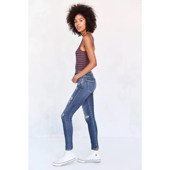 AGolde A Golde Blue Sophie High-Rise Distressed Skinny Jeans Size 24