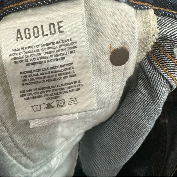Agolde Riley Jeans Denim Shorts Size 24 Outsider Distressed Blue Shorts