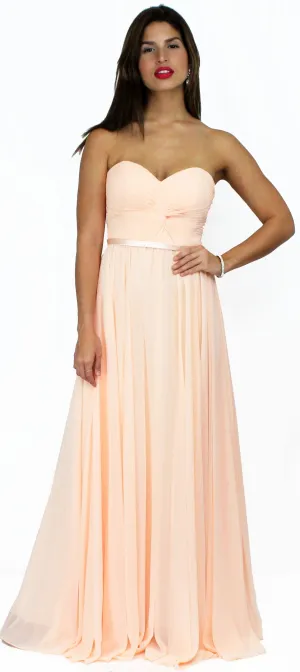 Air of Romance Peach Strapless Formal Gown