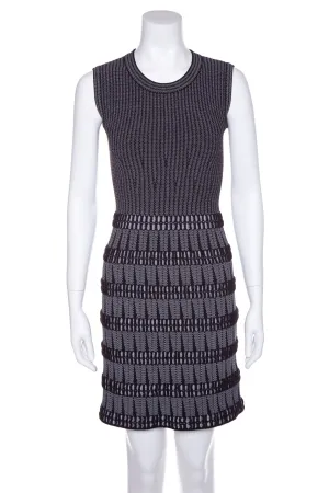 Alaia Black and White Sleeveless Fitted Knit Dress SZ 36