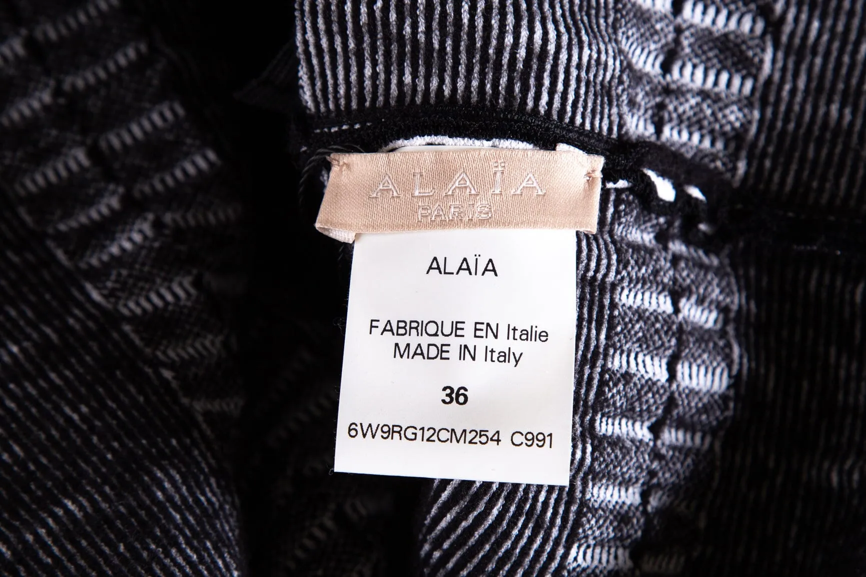 Alaia Black and White Sleeveless Fitted Knit Dress SZ 36