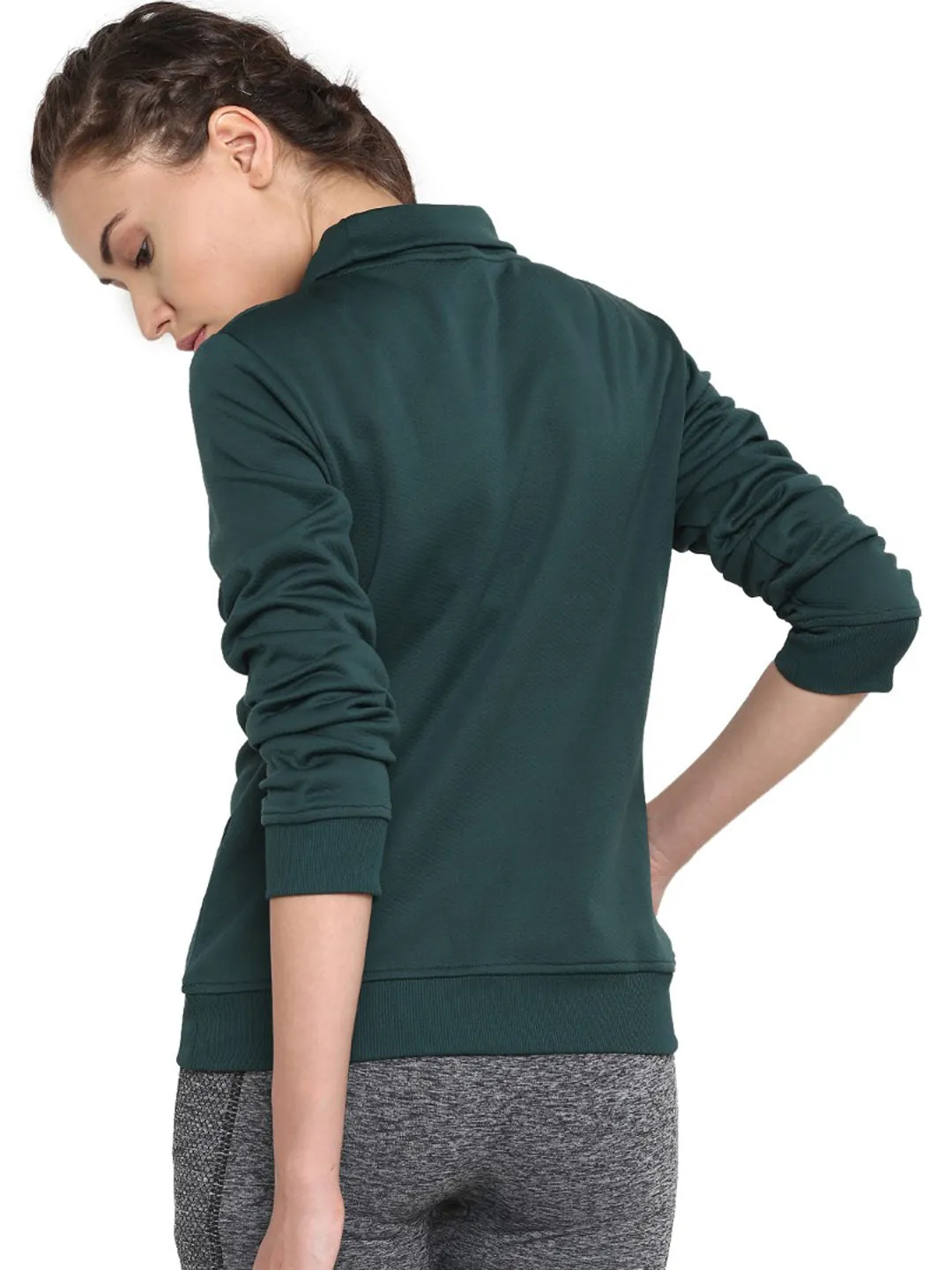 Alcis Women Green Solid Sweatshirt 133WSS193