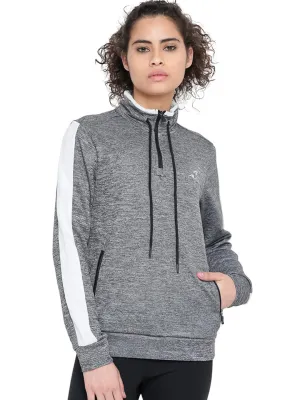 Alcis Women Grey & Black Solid Sweatshirt 236WSS076