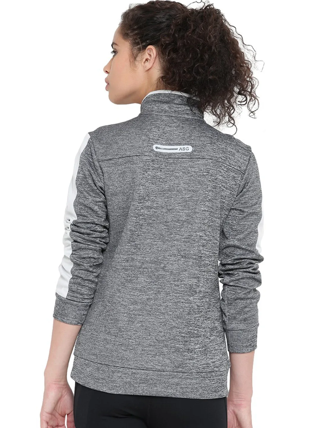 Alcis Women Grey & Black Solid Sweatshirt 236WSS076