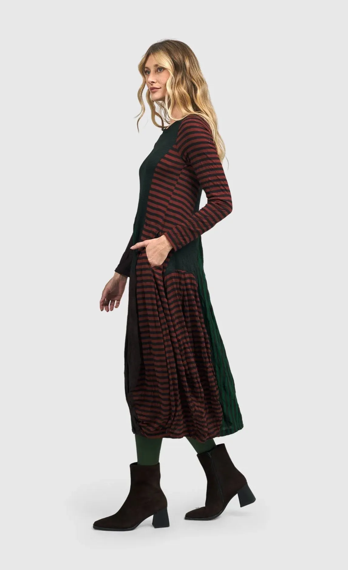 Alembika Juno Stripes Crew Cocoon Dress